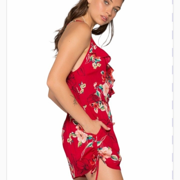 Band of Gypsies Saffron Red Floral Romper - Picture 3 of 12